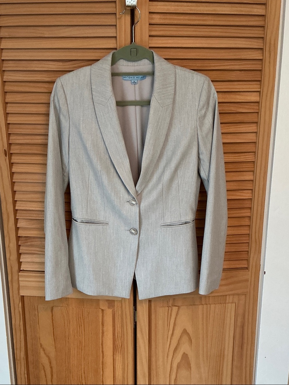 ANTONIO MELANI Light Gray Notch Lapel Women's Blazer